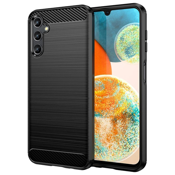 Чехол до Samsung Galaxy A54 5G, Karbon, чёрный + стекло 9H
