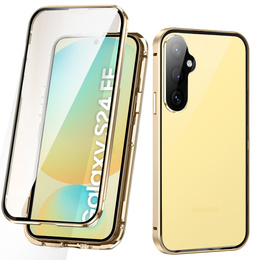 Чехол для Samsung Galaxy S24 FE, Magnetic Dual Glass, золотой