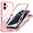 Чохол для iPhone 16, Shockproof, зі склом, для MagSafe, рожевий