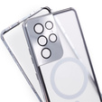 Магнітний чохол Dual Glass MagSafe для Samsung Galaxy S21 Ultra, сріблястий