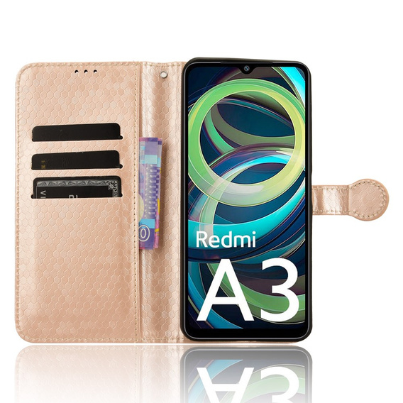 Чохол-фліп для Xiaomi Redmi A3, Wallet Rhombus, рожевий