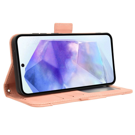 Футляр з клапаном для Samsung Galaxy A55 5G, Card Slot, рожевий