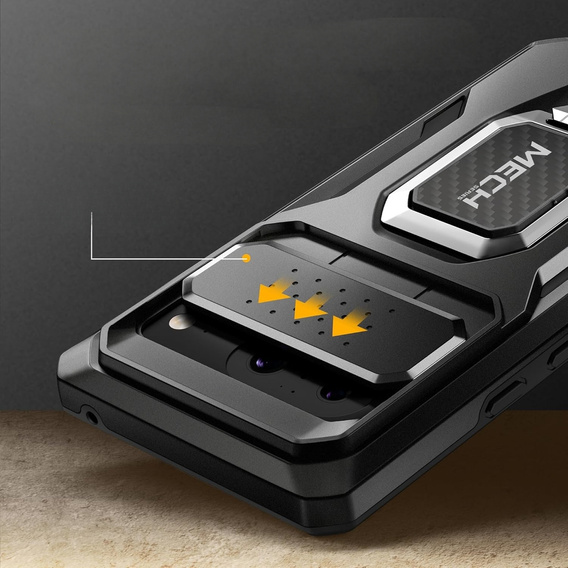 Чехол для Google Pixel 8, серия Tongate MECH с подставкой, чёрный