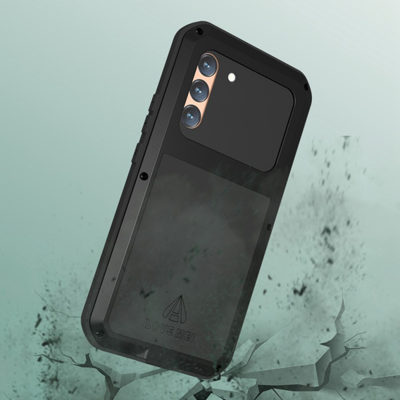 Чoхол Love Mei до Samsung Galaxy S22+ Plus, armored with glass, чорний