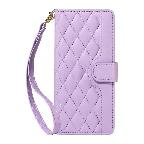 Чохол-сумка для Motorola Edge 50 Neo / Motorola ThinkPhone 25, Rhombus Crossbody Leather, фіолетовий