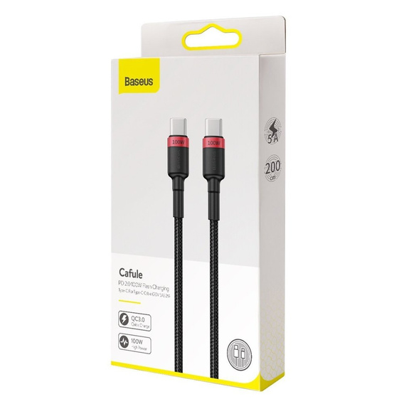 BASEUS Kaбель USB PD100W/QC3.0 Type-C 200cm - Red/Black