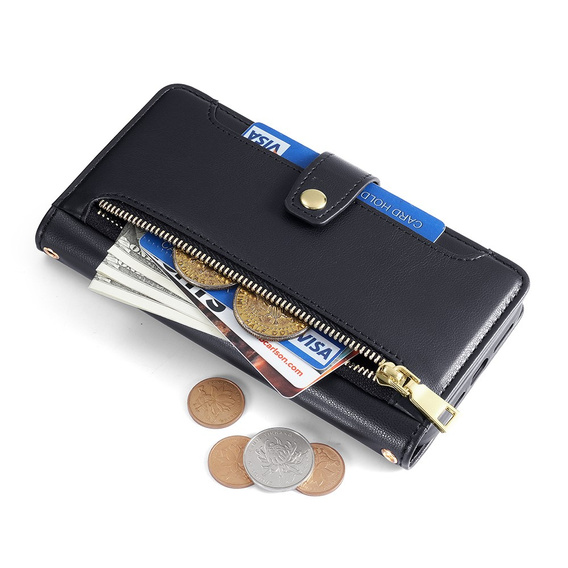 Чохол-книжка для iPhone 15 Pro, Wallet Zipper Pocket, чорний