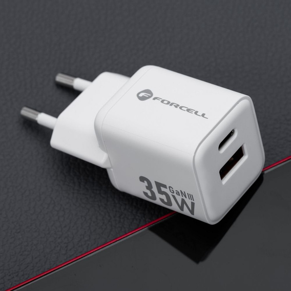 Зарядное устройство Forcell USB-A / 2x USB-C 3.45A GaN 70W PD QC 4.0, серый
