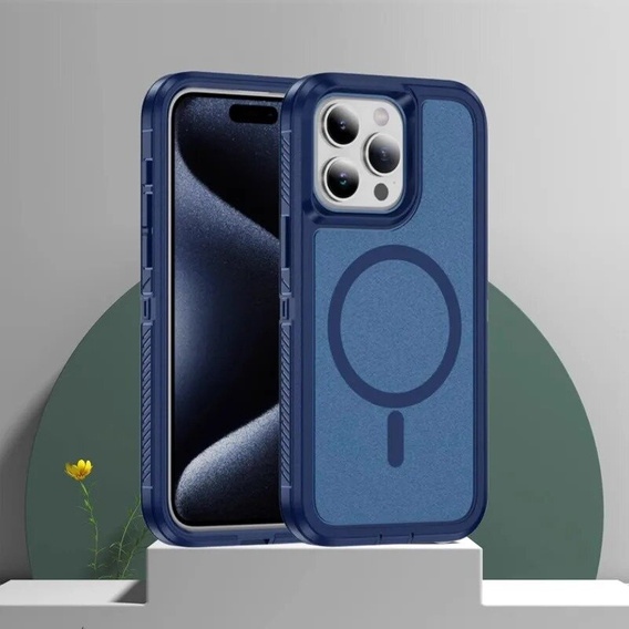 Чехол с рамкой для iPhone 12/12 Pro, для MagSafe, синий