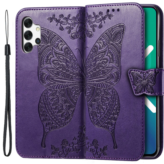 Откидной чехол для Samsung Galaxy A13 4G, Butterfly, фиолетовый