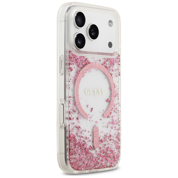 Чехол GUESS Resin Bottom Glitter MagSafe для iPhone 17 Pro