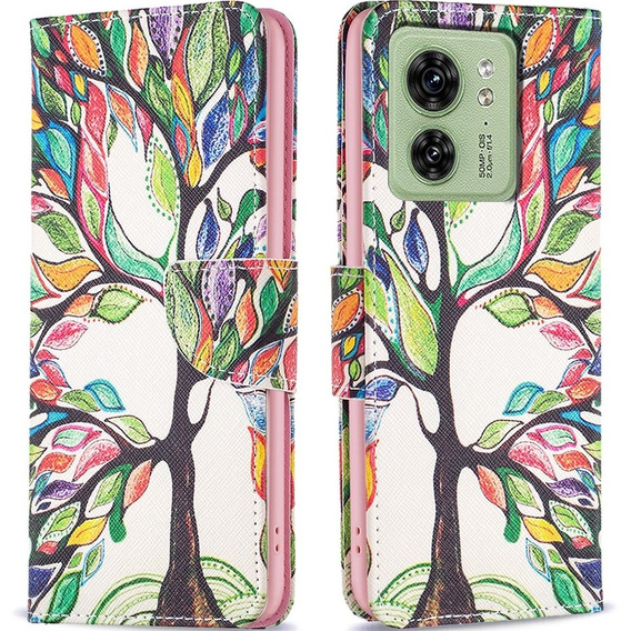 Откидной чехол для Motorola Edge 40 5G, Wallet, tree of life, синий