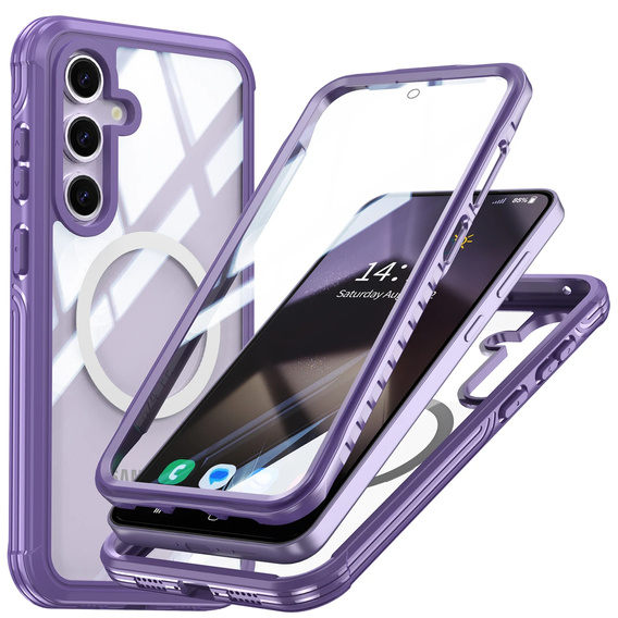 Чохол для Samsung Galaxy S25, Shockproof, зі склом, для MagSafe, фіолетовий