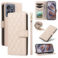 Чохол-сумка для Motorola Edge 50 Neo / Motorola ThinkPhone 25, Rhombus Crossbody Leather, бежевий