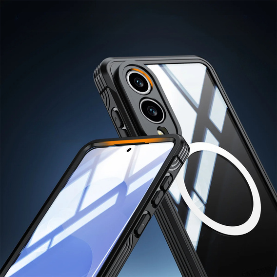 Чохол для Samsung Galaxy S25 Edge, Shockproof, зі склом, для MagSafe, чорний