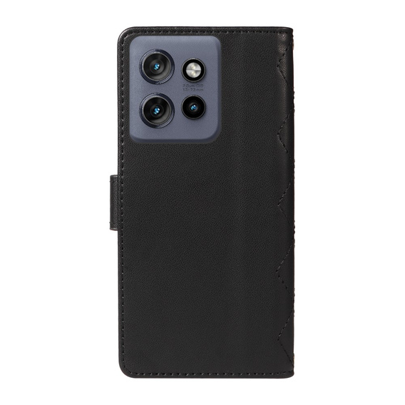 Чохол-сумка для Motorola Edge 50 Neo / Motorola ThinkPhone 25, Rhombus Crossbody Leather, чорний