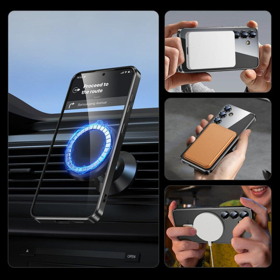 Чохол для Samsung Galaxy S24, Electro MagSafe, чорний + Скло на екран