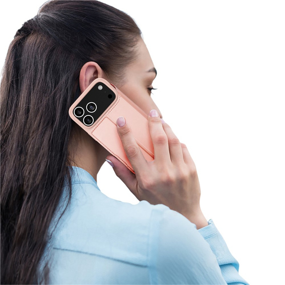 Чехол Dux Ducis для iPhone 17 Pro Max, Skin Pro, с клапаном, со слотом для карт, розовый