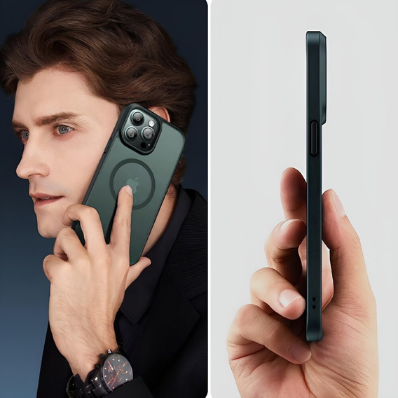 Чехол для iPhone 11 Pro, для MagSafe, ERBORD Matt Case, зелёная + стекло для экрана