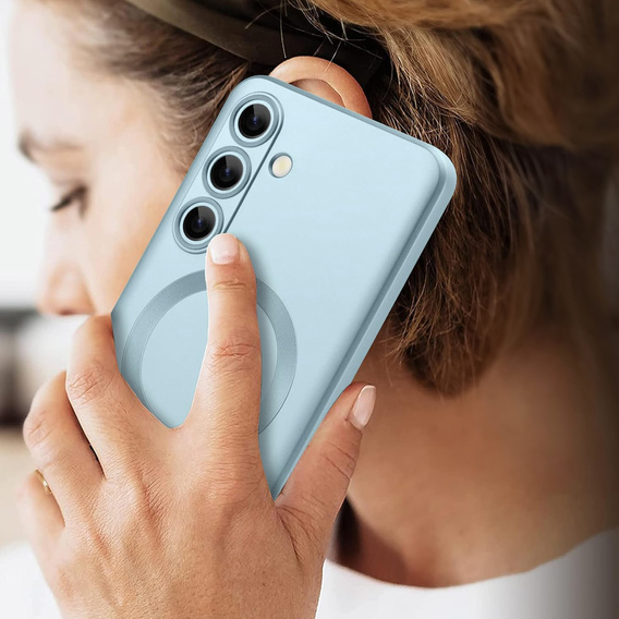 Чехол для Samsung Galaxy A56, ColorMag, для MagSafe, синий + закаленное стекло 9H