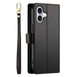 Откидной чехол для iPhone 16 Plus, Wallet Zipper Pocket, чёрный