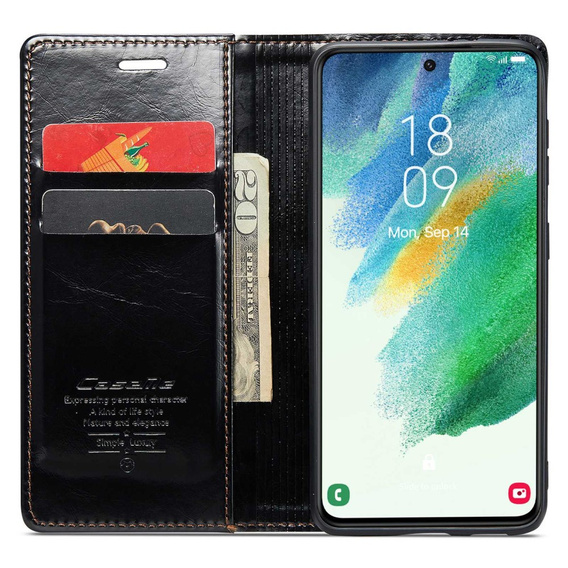 Флип-кейс CASEME для Samsung Galaxy S21 FE, Waxy Textured, чёрный