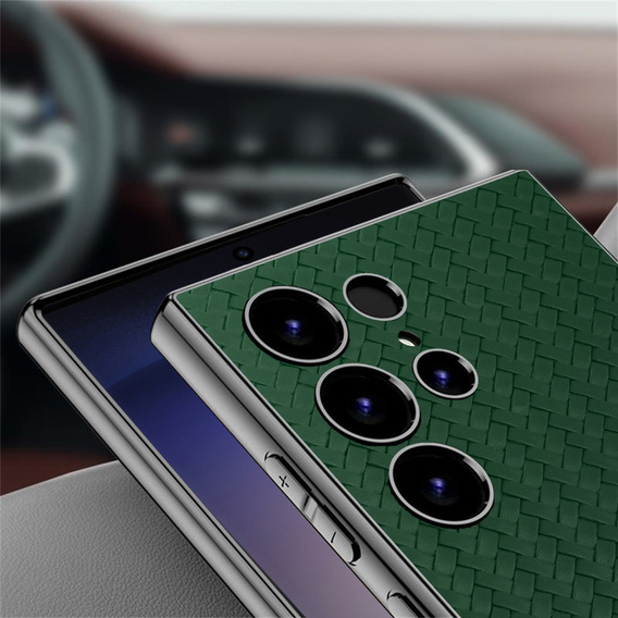 Чoхол до Samsung Galaxy S23 Ultra, GKK Woven Leather, зелений