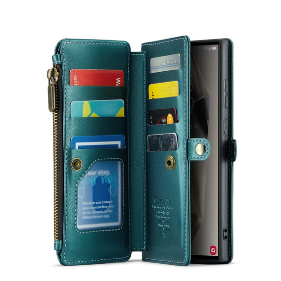 Чохол CASEME для Samsung Galaxy S25 Ultra, RFID Leather Wallet з плечовим ременем, зелений