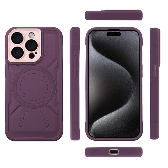 Чехол для iPhone 15 Pro, ERBORD Armor Mag, бордовый