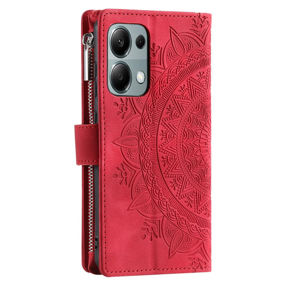 Откидной чехол для Xiaomi Redmi Note 13 Pro 4G / Xiaomi Redmi Note 14S / Xiaomi Poco M6 Pro 4G, Mandala, красный