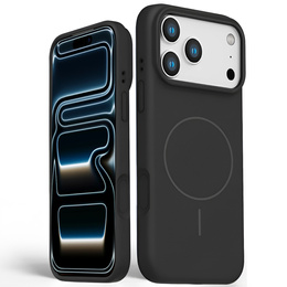 Силиконовый чехол для iPhone 17 Pro, для MagSafe, противоударный, черный