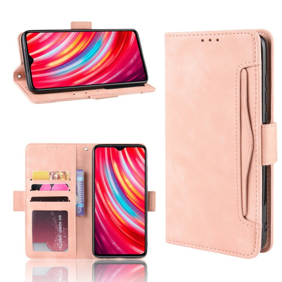 Футляр з клапаном для Xiaomi Redmi Note 8 Pro, Card Slot, рожевий
