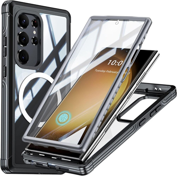 Чехол для Samsung Galaxy S24 Ultra, Shockproof, с пленкой на экран, для MagSafe, чёрный