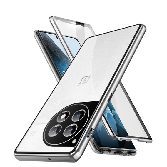 Чехол для OnePlus 13, Magnetic Dual Glass, серебряный