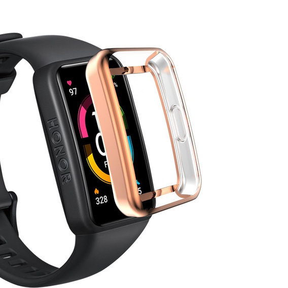 Чехол 2в1 с защитой экрана для часов Huawei Band 6/7, Rose gold