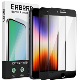 2x Закаленное стекло для iPhone 7/8/SE 2020/SE 2022, ERBORD 3D на весь экран