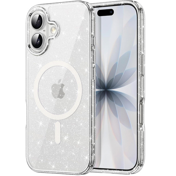 Чехол для iPhone 17, для MagSafe, глиттер, прозрачный