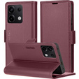 Чехол для Xiaomi Redmi Note 13 5G, ERBORD Glossy Litchi, кошелек с клапаном, красный