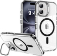 Чохол для iPhone 17, для MagSafe, з підставкою, прозорий з чорними вставками