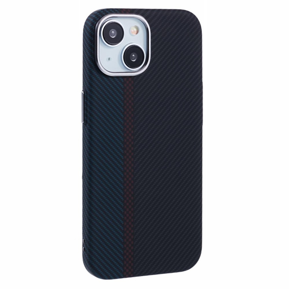 Чохол для iPhone 13, Carbon Fiber MagSafe, чорний / синій