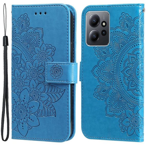 Откидной чехол для Xiaomi Redmi Note 12 4G, Mandala Flower, синий