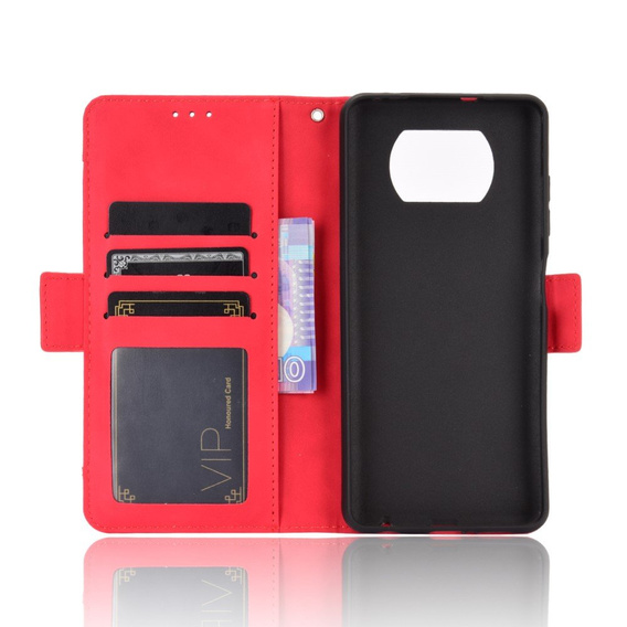 Футляр з клапаном для Xiaomi Poco X3 NFC / Poco X3 Pro, Card Slot, червоний