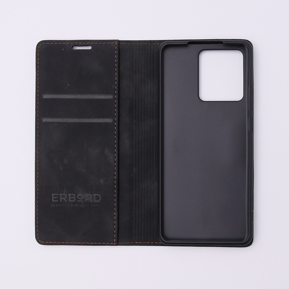 Чехол для Motorola Edge 40, ERBORD Vintage, бумажник с клапаном, чёрный