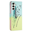 Откидной чехол для Samsung Galaxy S23 FE, Wallet, Feather синий / жёлтый