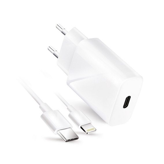 Зарядное устройство  Forcell 20W PD/QC4.0 + Кабель Type-C - Lightning, White