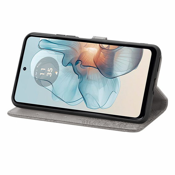 Откидной чехол для Motorola Moto G24 / G24 Power / G04, Mandala, серый