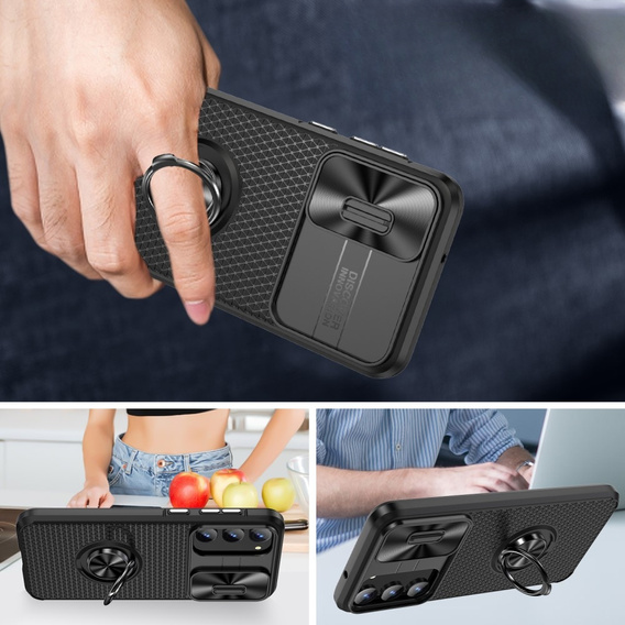 Чoхол до Samsung Galaxy S23, Camera Slide Ring, чорний