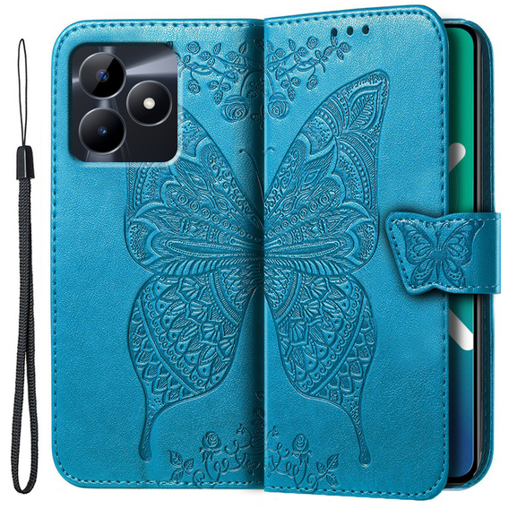 Откидной чехол для Realme C51, Butterfly, синий