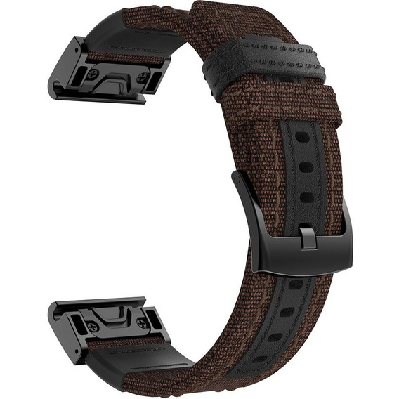 Ремешок Canvas+Leather для Garmin Fenix 5/6/6 Pro / Forerunner 935/945 - Brown