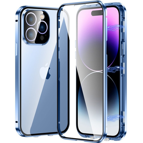 Чехол для iPhone 15 Pro, Magnetic Dual Glass, синий